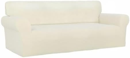 PureFit Super Stretch Sofa Slipcover – Spandex Non Slip Soft Couch Sofa Cover, Washable Furniture Protector with Non Skid Foam and Elastic Bottom for Kids, Pets (Sofa, Ivory)