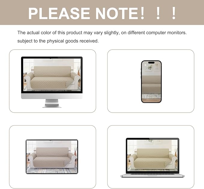 Reversible Sofa Covers Couch Cover Furniture Protector for Dogs Elastic Straps Water Resistant(Sofa,Sand/Beige)