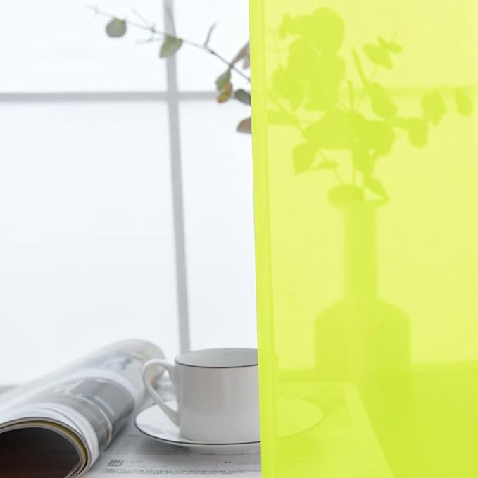 SpaceDresser Basic Rod Pocket Sheer Voile Window Curtain Panels Chartreuse 1 Pair 2 Panels 52 Width 72 Inch Long for Kitchen Bedroom Children Living Room Yard(Chartreuse, 52W x 72L)