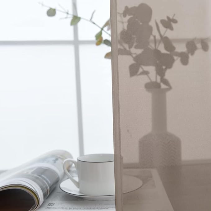 SpaceDresser Basic Rod Pocket Sheer Voile Window Curtain Panels Taupe 1 Pair 2 Panels 52 Width 54 Inch Long for Kitchen Bedroom Children Living Room Yard(Taupe, 52W x 54L)