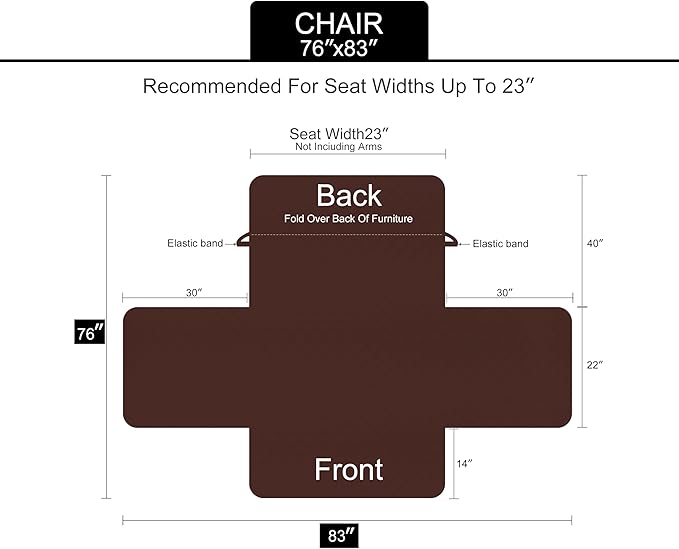 U-NICE HOME Recliner Chair Covers Reversible Chair Cover for Dogs with Elastic Straps Water Resistant Diamond Quilted (23''Armchair, Black/Grey)