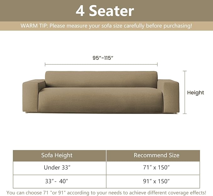 MYSKY HOME Couch Cover for Dogs, Sectional Couch Cover, Beige Lines Sofa Covers for Sectional Sofa L Shape Chenille Couch Protector for Dogs Pets Couch Covers Washable Soft Throw, 91"X150"