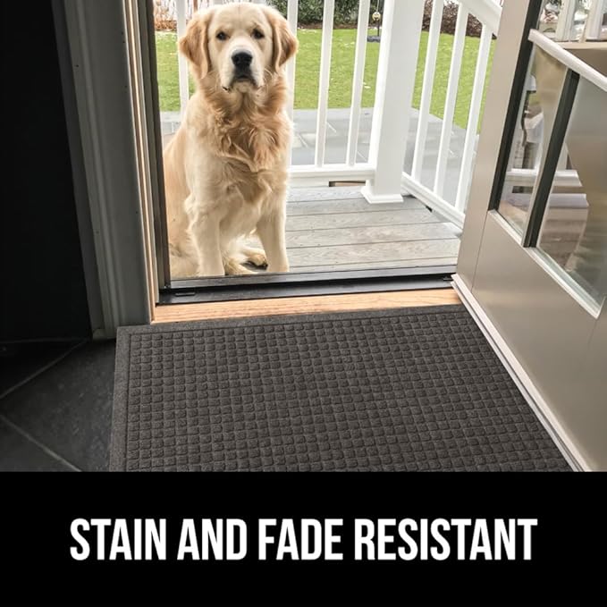 GORILLA GRIP® Ultra Absorbent Front Door Mat Outside Entrance, Traps Dirt and Moisture, HydroABSORB Indoor Outdoor Doormat Holds 1.7 Cups Water, Stain and Fade Resistant Welcome Mat, 29x17 Charcoal