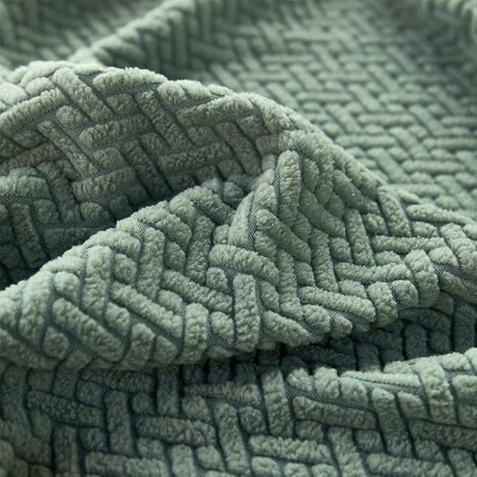 Sofa Covers Couch Covers for Sofa Pet Friendly Couch Cushion Covers Universal Sofa Covers Washable Stretch Slipcovers for Sectional Sofa (Texture Green, 2 Seats + Chaise Cover)