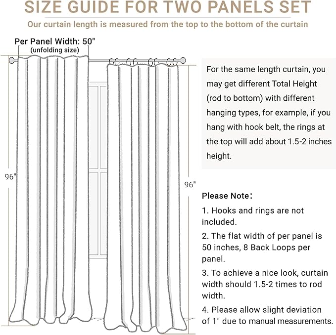 100% Blackout Shield Linen Blackout Curtains for Bedroom 96 Inches Long, Back Tab/Rod Pocket Living Room Drapes, Thermal Insulated Blackout Curtains 2 Panels Set, 50" W x 96" L, Blush Pink