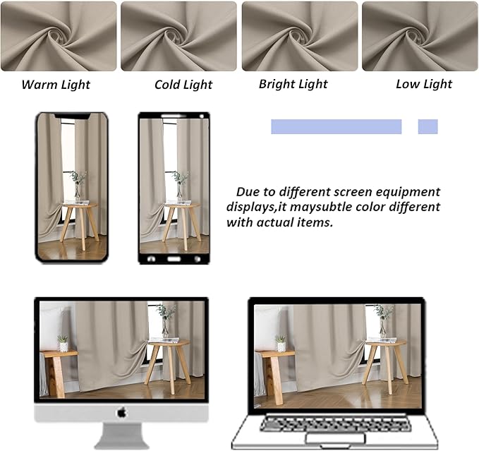 Simplebrand Ava Stone Blackout Curtains for Bedroom, 72 Inch Length, 2 Panels Set, Privacy Thermal Insulated Rod Pocket Curtains for Patio, French Door, W40 x L72 Inch