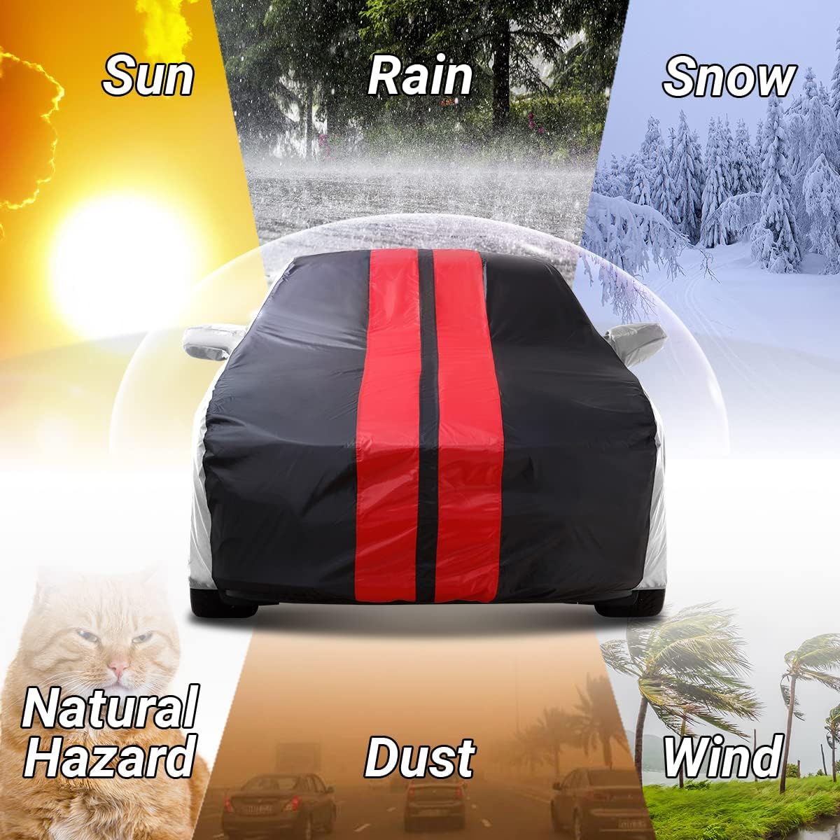 iCarCover Custom Car Cover Compatible with Mustang GT 1979-2004, Waterproof All Weather Rain Snow UV Sun Protector Full Exterior Indoor Outdoor Car Covers, Tribe (Gray/Black)