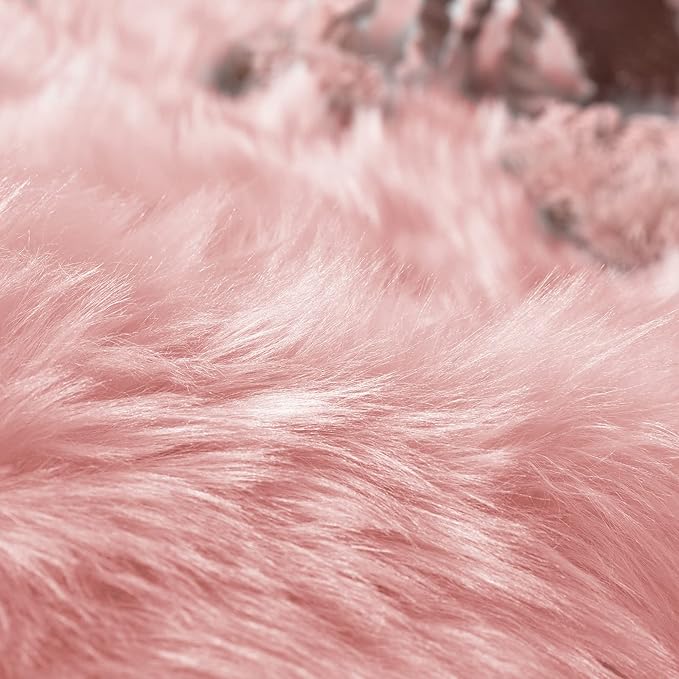 Goolela Pink Area Rug 6x9 Fluffy Fuzzy Furry Sheepskin Rug for Girls Bedroom Faux Fur Shag Carpet Soft Plush Rectangle