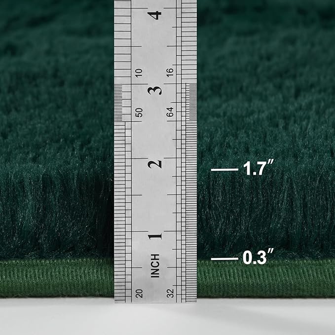 Deerhoo Large Shag Area Rugs 9 x 12, Plush Fuzzy Rugs for Living Room, Ultra Soft Fluffy Furry Rug for Bedroom, Indoor Carpet Nursery Rugs for Kids Room Home Decor, Dark Green