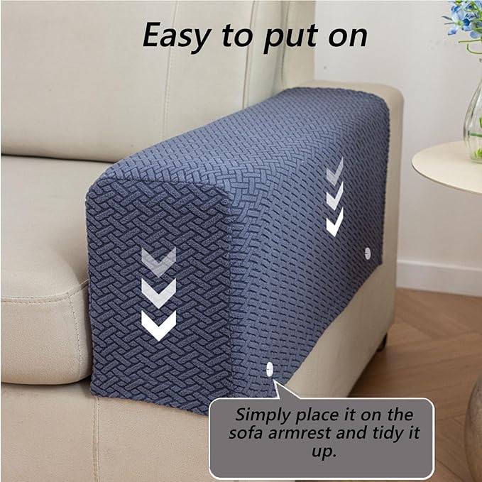 Soothing Home Sofa Covers, Sofa Hero Covers, Wear-Resistant Universal Couch Covers Washable Stretch Sectional Couch Cushion Covers (Grey,Arm Rest Covers 2pcs)