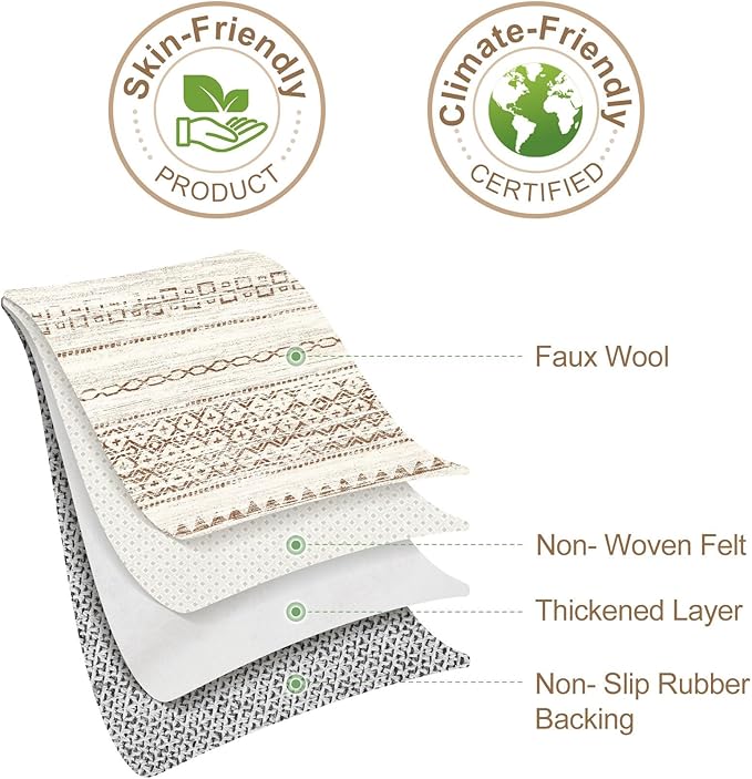 Nakagishi 9x12 Area Rug Living Room: Washable Boho Large Neutral Modern Soft Farmhouse Rugs Stain Resistant Indoor Floor Non-Slip Carpet for Bedroom Nursery Kids Playroom Office Dining Room- Brown