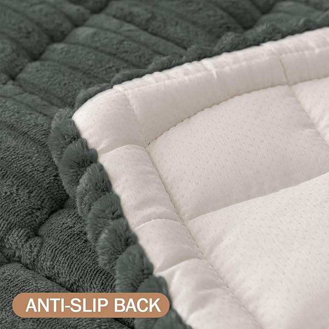 Smiry Couch Cover for Dogs Washable, Non Slip Fuzzy Pet Couch Covers for 3 Cushion Sofa Pet Friendly, Thick Soft Sofa Slipcovers Cushion Protector (Dark Grey, 27.6" x 70.9")