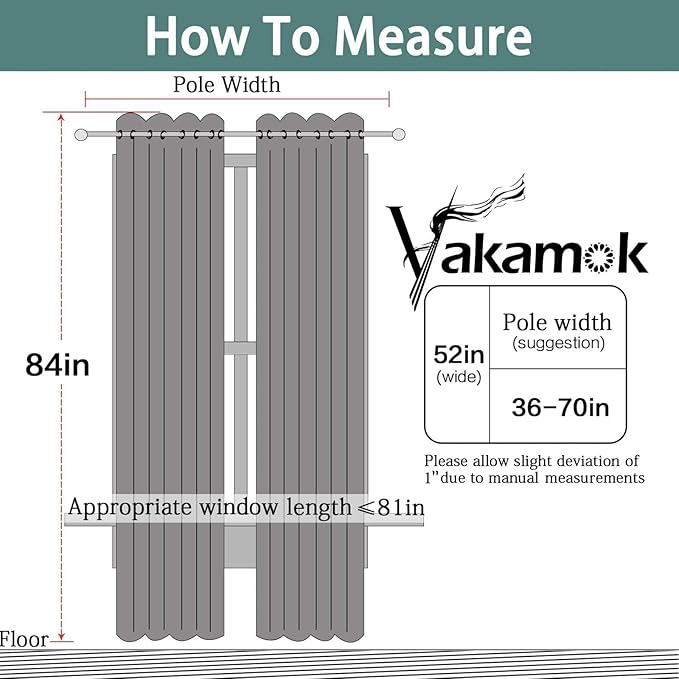 Yakamok Blackout Gray Curtains for Patio Sliding Door, Thermal Insulated Blackout Curtains for Bedroom Living Room Curtains 84 inches Long, Grommet Top Window Shades (Dark Grey, Set of 1 Panel)