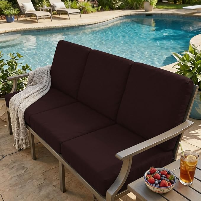 hyha Milk Silk Couch Cushion Covers, Soft Magic Sofa Covers Washable for Cushion Couch, Stretch Sectional Outdoor Cushion Covers for Patio Furniture with Elastic Bottom(Small, Chocolate)