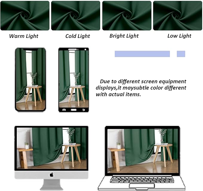 Simplebrand Ava Ever Green Blackout Curtains for Bedroom 84 Inch Length 2 Panels Set, Solid Thermal Insulated Privacy Living Room Window Treatment Curtains Blackout Drapes, W50 x L84 Inch, Ever Green