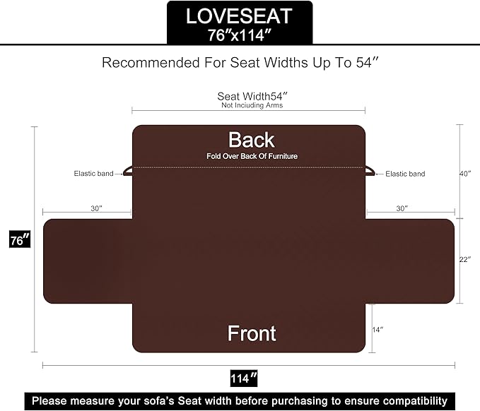 U-NICE HOME Loveseat Sofa Cover Reversible Couch Cover for Dogs with Elastic Straps Water Resistant Furniture Protector for Pets Couch Cover for 2 Cushion Couch (Loveseat, Taupe/Taupe)