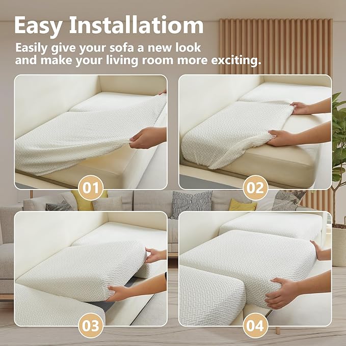 Couch Cushion Covers for Sofa Couch Covers Wear-Resistant Universal Sofa Cover Washable Stretch for Sectional Slipcovers (Texture-Brown,Back Cover M)