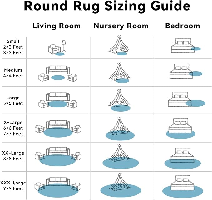 OLANLY Slate Blue Round Rugs for Bedroom - Machine Washable, 8 ft Circle Area Rugs for Living Room, Soft and Fluffy Shaggy Carpet for Teen Girl and Boys, Nursery Rooms, Dorms, Home Decor Aesthetic