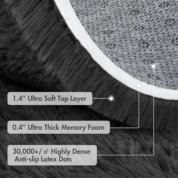 4x6 Ft Shag Rugs for Bedroom Living Room, Ultra Soft Fluffy Furry Area Rugs for Indoor Floor, Aesthetic Carpet for Kids Home Decor (Grey)