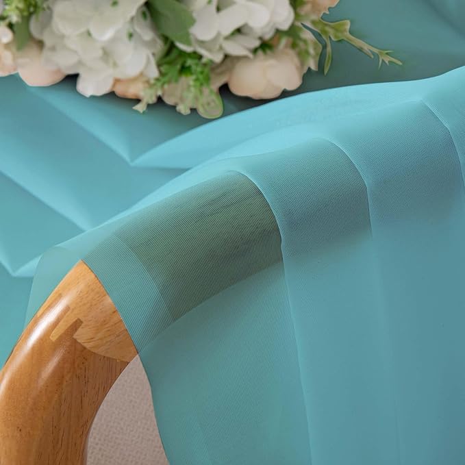 Chyhomenyc Sheer Aqua Curtains 90 inches Long 2 Panels, Light Filtering Soft Airy Solid Elegant Voile Window Treatment Drapes for Bedroom Living Room, 42Wx90L Inches