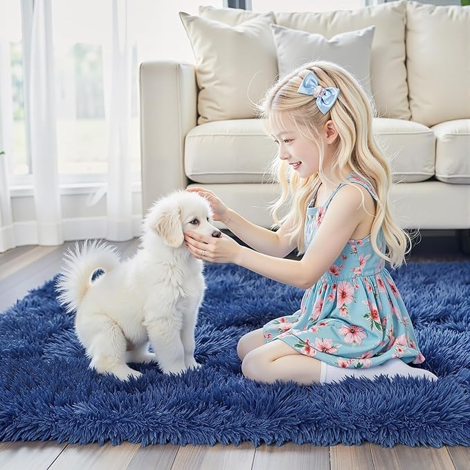 Rugs for Living Room 6x9, Alfombras para Salas Shag Large Plush Soft Area Rug, Shaggy Carpets for Bedroom, Kids Boys Girls Home Decor Aesthetic(Royal Blue, 6 x 9)