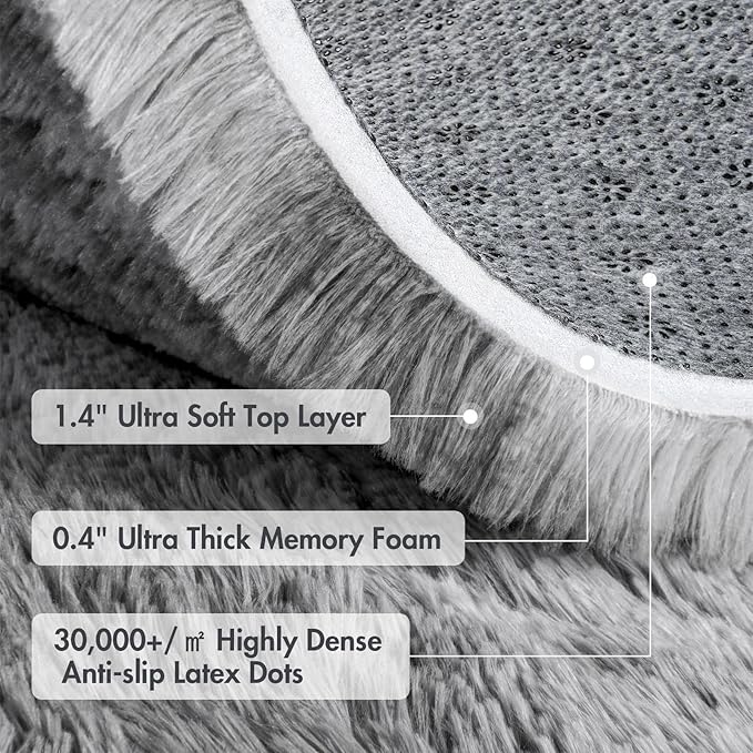 7x10 Ft Extra Large Shag Rugs for Living Room, Tie Dyed Ultra Soft Fluffy Furry Area Rugs for Bedroom Indoor Floor, Aesthetic Carpet for Kids Home Decor (Light Grey)
