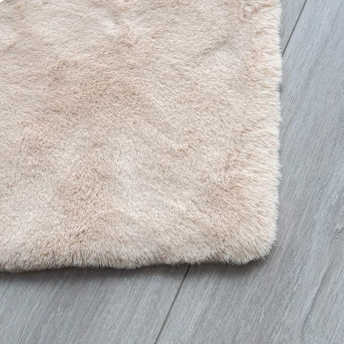 ORINOVA Camel Shaggy Washable Rug 2x10 Runner Rug for Living Room Plush Faux Rabbit Fluffy Fur Rugs for Hallway Nursery Rugs Home Décor