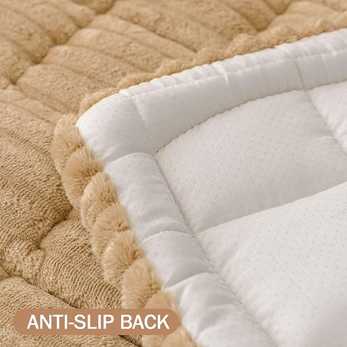 Smiry Couch Cover for Dogs Washable, Non Slip Fuzzy Pet Couch Covers for 3 Cushion Sofa Pet Friendly, Thick Soft Sofa Slipcovers Cushion Protector (Camel, 27.6" x 82.7")