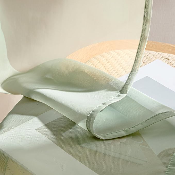 MIULEE Sage Green Sheer Curtains 72 Inches Long, 4 Panels Set, Light Filtering Rod Pocket Voile Drapes Window Treatments, Semi Transparent Airy Fabric for Bedroom and Living Room, 42 x 72 Inches