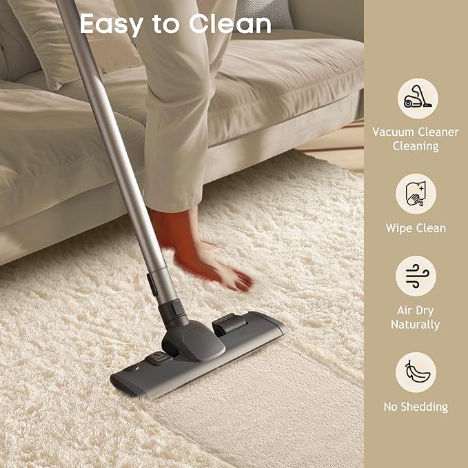 Ophanie Rugs for Living Room, Upgrade Non-Slip Fluffy Soft 5x8 Area Rug, Shag Large Fuzzy Plush Carpets for Bedroom Ivory, Shaggy Kids Boys Girls Dorm Nursery Home Decor Aesthetic