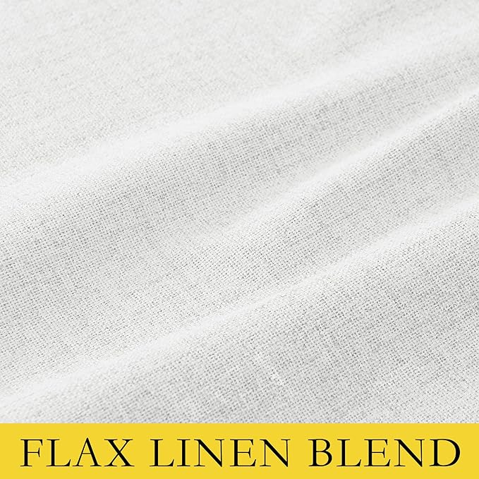 NICETOWN 100% Absolutely Blackout Linen Curtains with Thermal Insulated Liner, Greyish White, 42" Wide, 84" Length Energy Saving Curtains for Living Room 2 Panels Set, Vertical Blinds