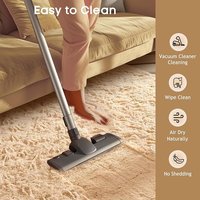 Ophanie 2x8 Runner Rug for Hallway, Upgrade Non-Slip Fluffy Soft Bedside Rugs, Bedroom Living Room Beige Shaggy Carpet for Kids Girls Boys Dorm Nursery Home Decor Aesthetic