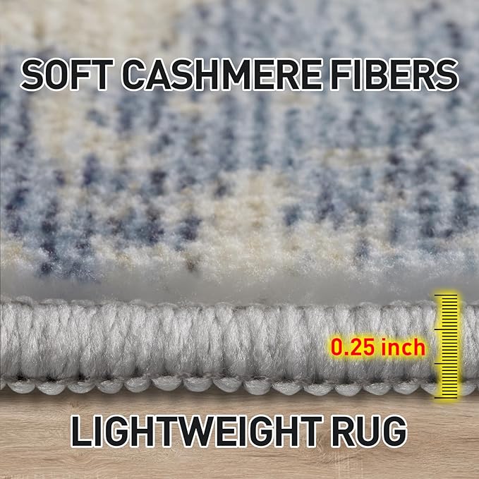 2'6''x8' Runner Rugs Washable Rug: Modern Abstract Hallway Runner Rug Indoor Soft Low Pile Thin Carpet Anti-Skid Non-Shedding Carpets for Kitchen, Entryway, Laundry, Bedroom - Blue Gold