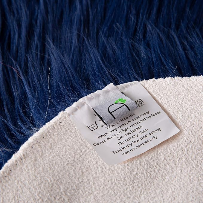 Ashler Faux Fur Rug, Dark Blue Area Rugs, Fluffy Sheepskin Fur Rug, Fuzzy Ultra Soft 2 x 6 Ft Rugs, Machine Washable Shag Rug, Nursery Throw Rugs for Bed, Living, Kids Room