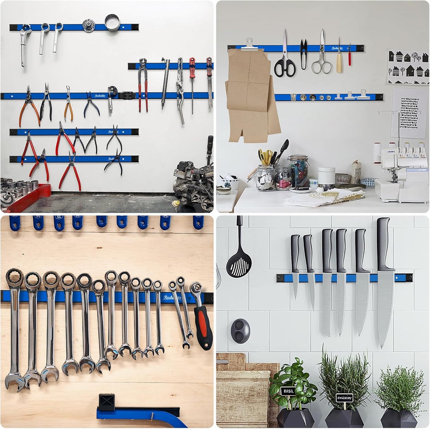 12" 18" 24" Magnetic Tool Holder Strip, Blue Magnet Bar, Metal Tool Organizer Rack for Garage Organization, Easy To Install in Workshop, Mounting Screws Included