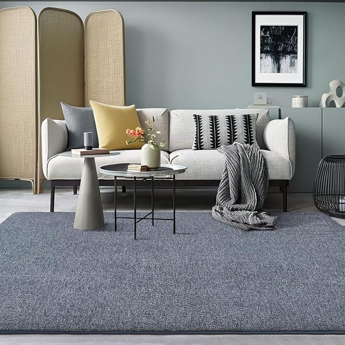 AROGAN Washable 6×9 Living Room Rug, Modern Area Rugs with Soft Memory Foam for Bedroom, Minimalist Non-Slip Indoor Floor Carpet for Dining Room Office Kids Playroom Decor, Navy Blue