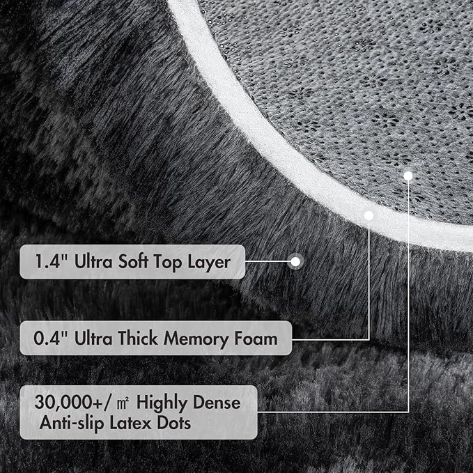 10x14 Ft Extra Large Shag Rugs for Living Room, Ultra Soft Fluffy Furry Area Rugs for Bedroom Indoor Floor, Aesthetic Carpet for Kids Home Decor (Dark Grey)