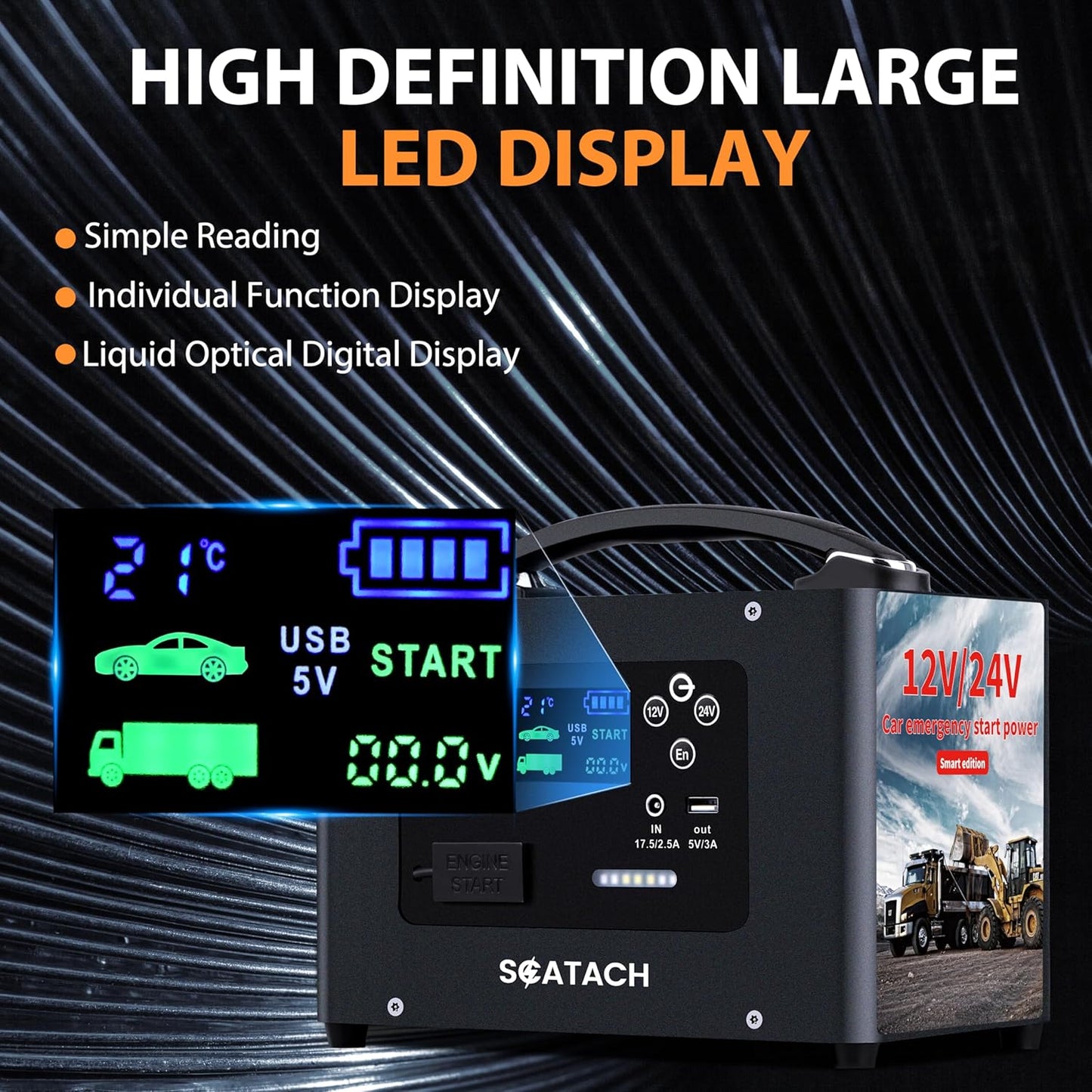 10000A Jump Starter, 24V 155WH Car Battery Jumper Starter for All Gas & All Diesel Engines, Heavy Duty Jump Starters, Truck Jump Starter Portable Power Station for Camping, Portable Power Bank (V10-1)