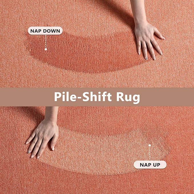 FinRèc 6x9 Washable Area Rugs for Bedroom Living Room, Low Pile Thin Rug Solid Color, Non-Slip Carpet Indoor for Home Decor (Orange)