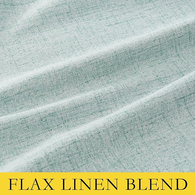 NICETOWN 100% Absolutely Blackout Linen Curtains with Thermal Insulated Liner, Seafoam Green, 42" Wide, 72" Length Energy Saving Curtains for Classroom 2 Panels Set, Vertical Blinds