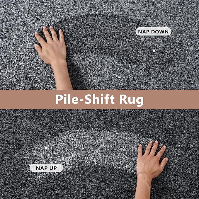 FinRèc 4x6 Washable Area Rugs for Bedroom Living Room, Low Pile Thin Rug Solid Color, Non-Slip Carpet Indoor for Home Decor (Grey)