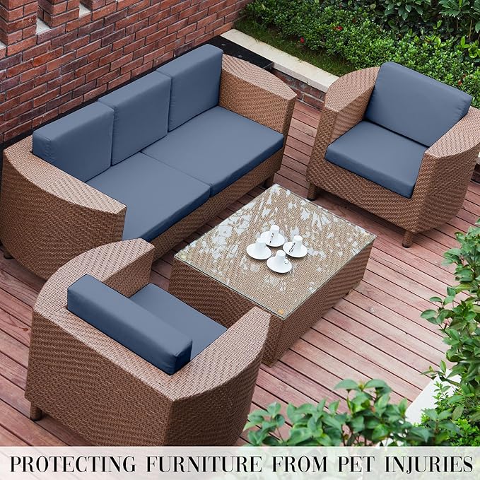 Outdoor Cushion Covers Set,8PCS Patio Furniture Couch Seat Slipcovers, Replacement for Sofa Sectional Chair(Cover,Only)