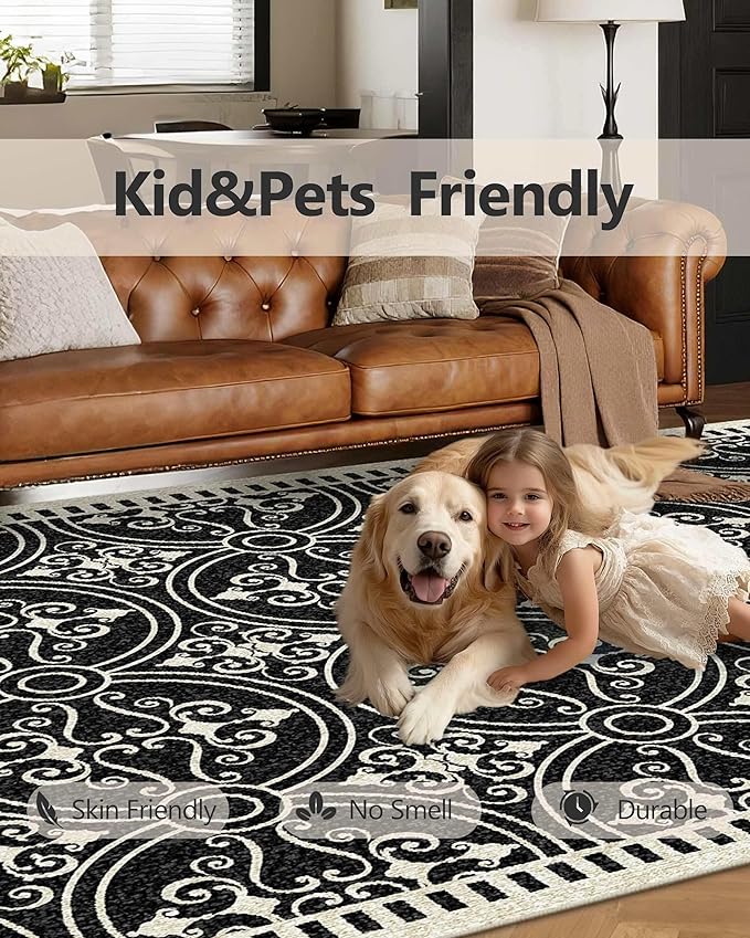 Latte&Fog 2x3 Entryway Rug, Small Modern Abstract Door Mat, Washable Kitchen Rug, Boho Non Slip Low Pile Carpet for Indoor Kitchen, Entry, Front Door and Bathroom