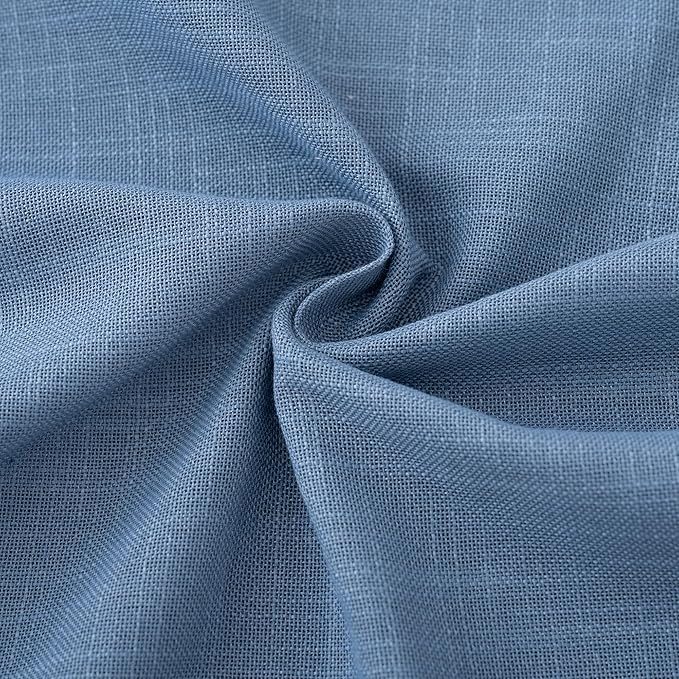 Denim Blue Curtains for Living Room Back Tab Modern Farmhouse Semi Sheer Blue Curtains 100 inches Long 2 Panels Set Muted Neutral Window Curtain for Dining Room Bedroom 52x100