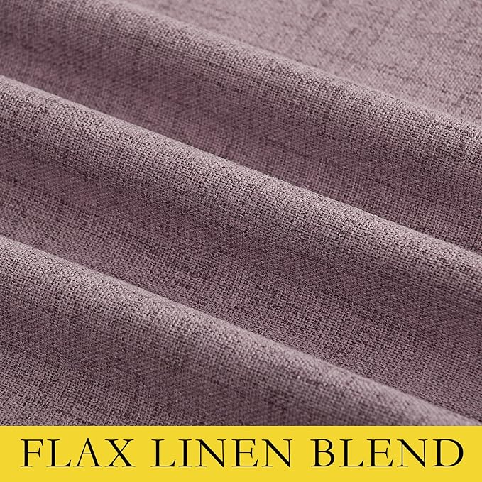 NICETOWN Chaise Mauve Vintage Linen 100% Blackout Curtains for Dining Room, Thermal Insulated Curtains 54" Long, Noise Reducing Window Treatment Drapes for Kitchen, 42" Wide Per Panel, Set of 2