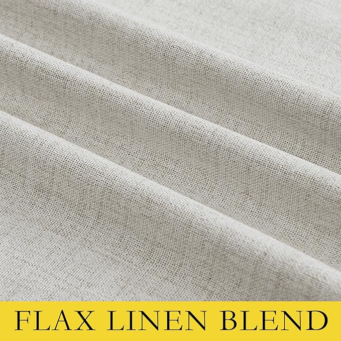NICETOWN Snowbound Vintage Linen 100% Blackout Curtains for Living Room, Thermal Insulated Curtains 108" Long, Noise Reducing Window Treatment Drapes for Hall Room, 52" Wide Per Panel, Set of 2