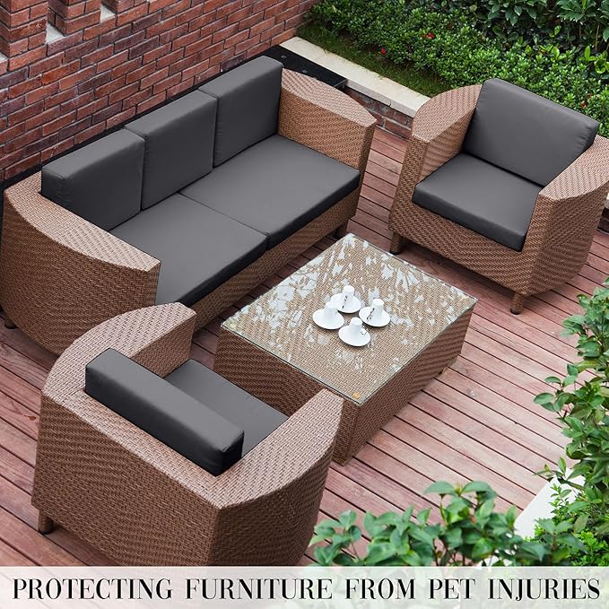 Outdoor Cushion Covers Set,8PCS Patio Furniture Couch Seat Slipcovers, Replacement for Sofa Sectional Chair(Cover,Only)