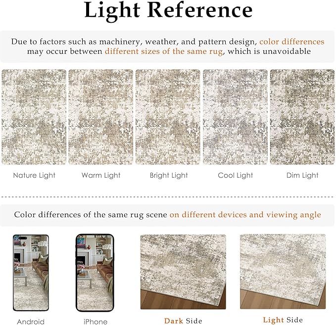 PureCozy Beige Area Rug 6x9 Machine Washable Modern Abstract Living Room Carpet Non Slip Neutral Low Pile Soft Non Shedding Bedroom Contemporary Large Rug Indoor Office Dining Room Playroom
