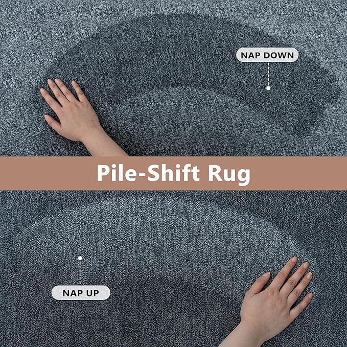 FinRèc 4x6 Washable Area Rugs for Bedroom Living Room, Low Pile Thin Rug Solid Color, Non-Slip Carpet Indoor for Home Decor (Navy Blue)