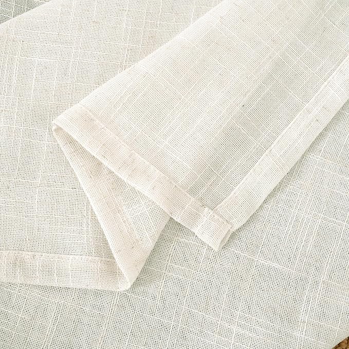 LAMIT Cream Linen Curtains 24 Inch Length, Semi Sheer Light Filtering Window Panels Back Tab and Rod Pocket Drapes for Kitchen/Small Windows, 25 x 24 Inch, 2 Panels
